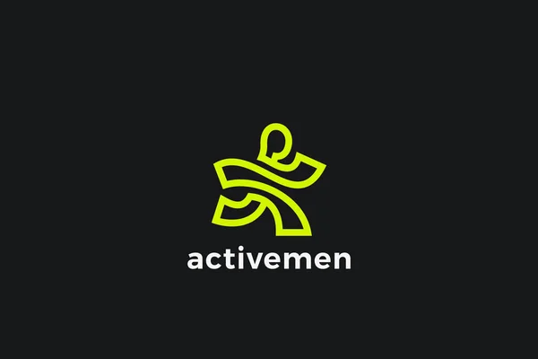 Hombre Corriendo Logotipo Abstracto Deporte Gym Fitness Vector Design Template — Archivo Imágenes Vectoriales