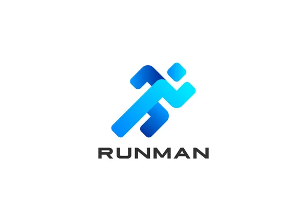 Running Man Logo Abstraktes Geometrisches Design Vektorvorlage Sport Leichtathletik Delivery — Stockvektor