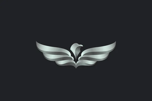 Eagle Logo Wings Metal Design Vector Template Falcon Hawk Flying — Διανυσματικό Αρχείο