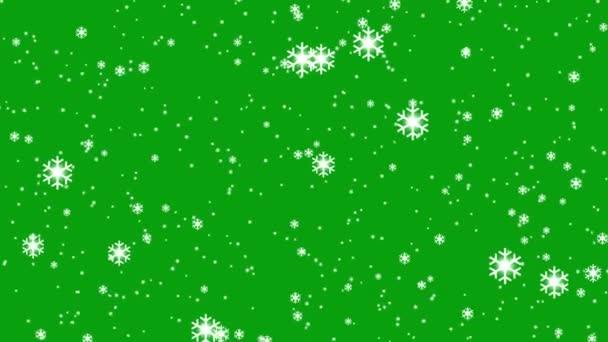 Spadające Płatki Śniegu Zielony Ekran Ruchu Grafiki — Wideo stockowe