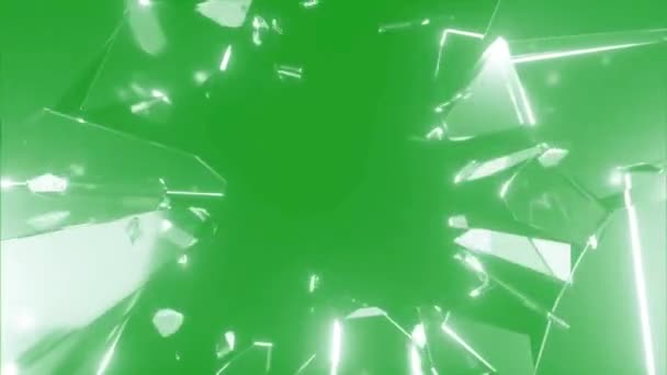 Breaking Glass Green Screen Motion Graphics — Stock video