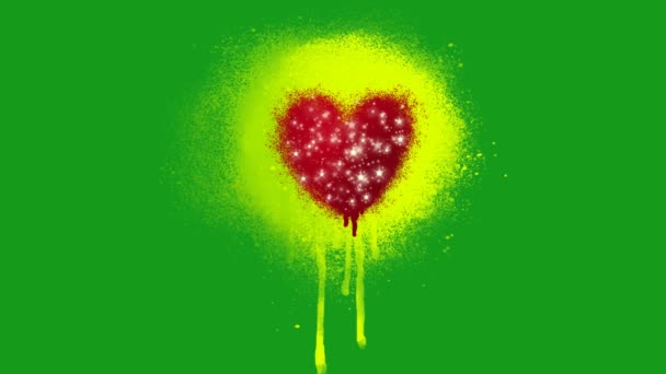 Brillante Corazón Rojo Verde Pantalla Gráficos Movimiento — Vídeo de stock