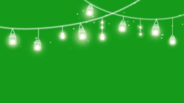 Cordas Luz Decorativa Tela Verde Movimento Gráficos — Vídeo de Stock