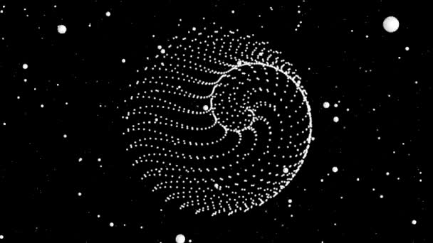 White Balls Spiral Motion Graphics Night Background — Stock Video