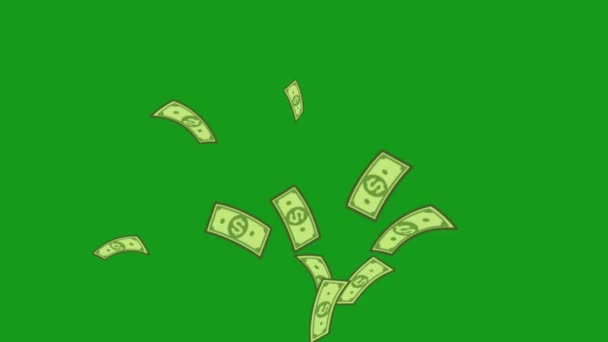 Banknoten Strömen Green Screen Motion Grafiken — Stockvideo
