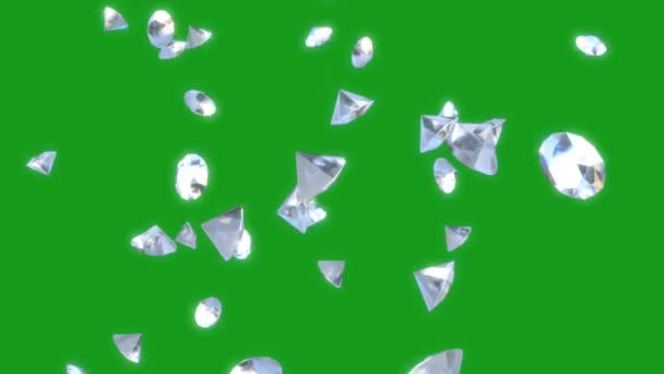 Caduta Diamanti Schermo Verde Motion Grafica — Video Stock