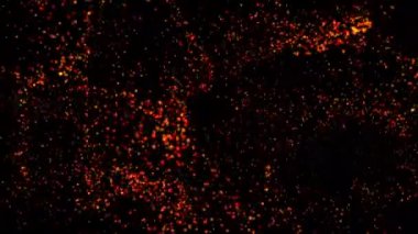 Kırmızı renk 3D bokeh ışık parçacıkları gece arkaplanlı hareket grafikleri