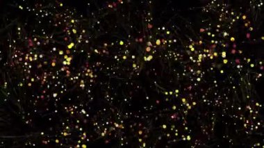 Bokeh ışıkları ve birbirine bağlı çizgiler, gece arkaplanlı hareketli grafikler