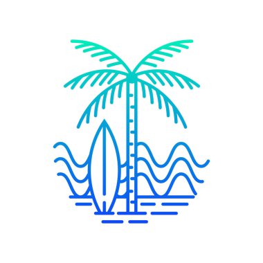 Okyanus ve sahil manzarası. Düzenlenebilir, vektör illüstrasyonu.