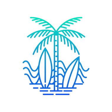 Okyanus ve sahil manzarası. Düzenlenebilir, vektör illüstrasyonu.