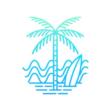 Okyanus ve sahil manzarası. Düzenlenebilir, vektör illüstrasyonu.