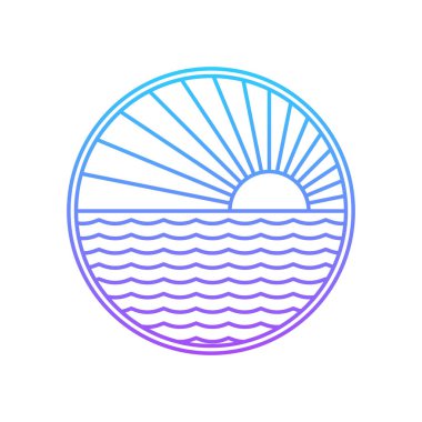 Okyanus ve sahil manzarası. Düzenlenebilir, vektör illüstrasyonu.