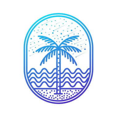 Okyanus ve sahil manzarası. Düzenlenebilir, vektör illüstrasyonu.