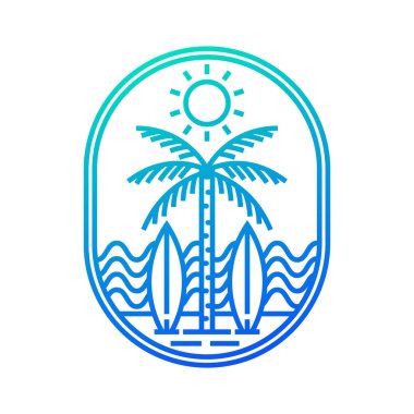 Okyanus ve sahil manzarası. Düzenlenebilir, vektör illüstrasyonu.