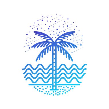 Okyanus ve sahil manzarası. Düzenlenebilir, vektör illüstrasyonu.