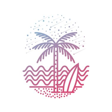 Okyanus ve sahil manzarası. Düzenlenebilir, vektör illüstrasyonu.