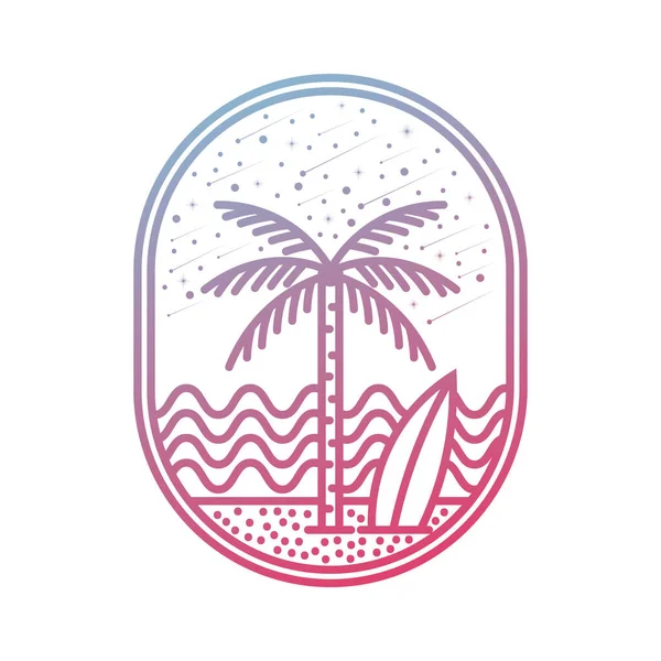 海とビーチのパノラマ 編集可能なベクトル図 — ストックベクタ