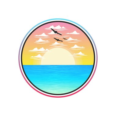 Okyanus ve plaj panoramik manzara tasarımı.