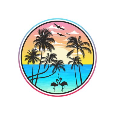 Okyanus ve plaj panoramik manzara tasarımı.