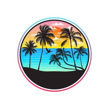 Okyanus ve plaj panoramik manzara tasarımı.