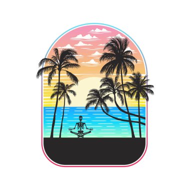 Okyanus ve plaj panoramik manzara tasarımı.