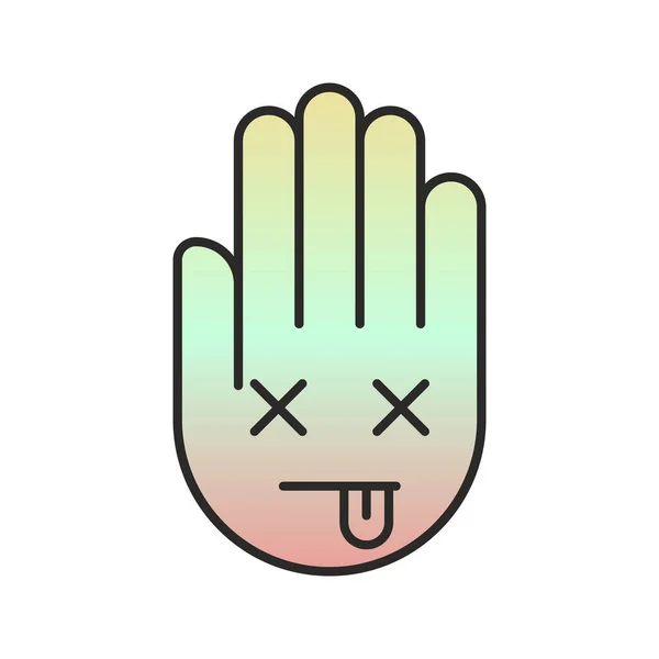 Cartone Animato Mano Emoji Con Espressione Sbornia Disegno Illustrazione — Vettoriale Stock