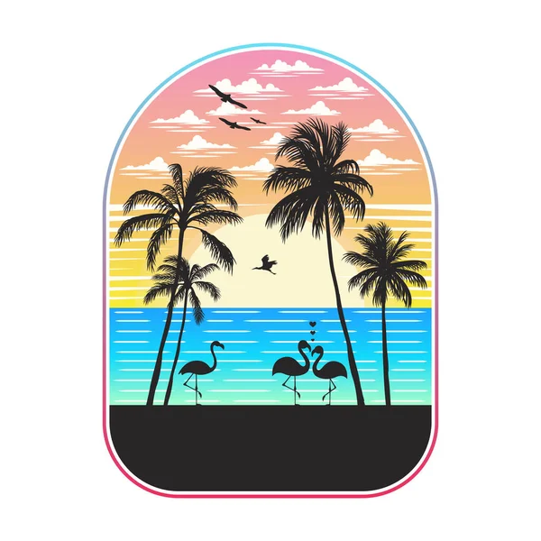 海とビーチのパノラマ風景デザインアートワーク — ストックベクタ