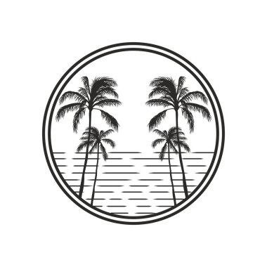 Okyanus ve plaj panoramik manzarası. Yaz dönemi tasarım sanat eserleri. 