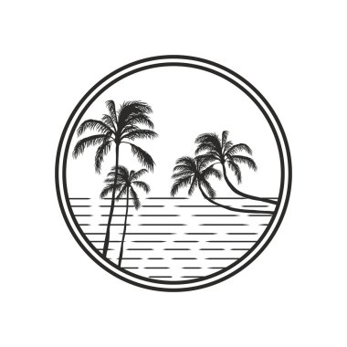 Okyanus ve plaj panoramik manzarası. Yaz dönemi tasarım sanat eserleri. 