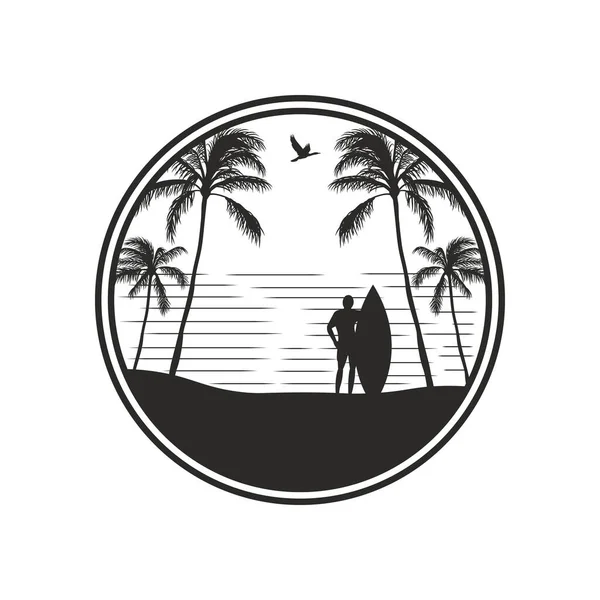 ทะเลและชายหาดท พาโนรามา งานศ ลปะการออกแบบช วงฤด — ภาพเวกเตอร์สต็อก