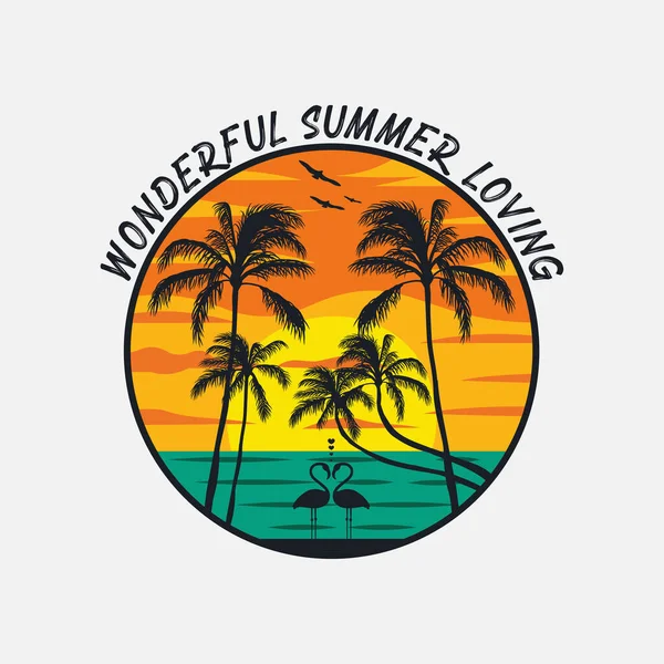 Wonderful Summer Loving Summer Time Surfing Artwork Design — Image vectorielle