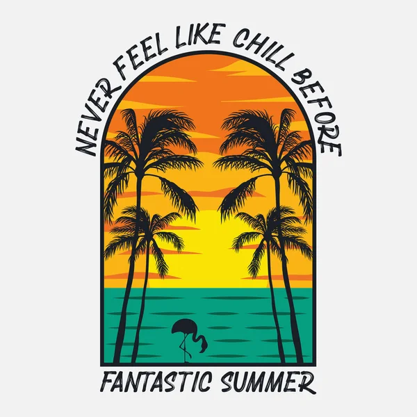 Never Feel Chill Fantastic Summer Summer Time Surfing Artwork Design — Stok Vektör