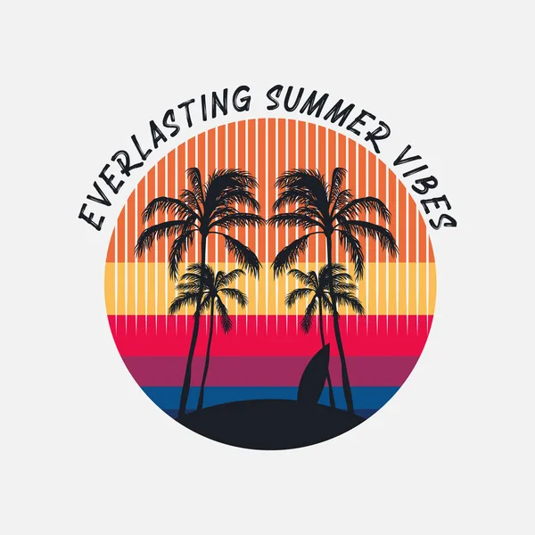 Everlasting Summer Vibes Summer Time Surfing Artwork Design — Stok Vektör