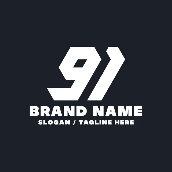 Number Ninety One Logo Design Template — Archivo Imágenes Vectoriales