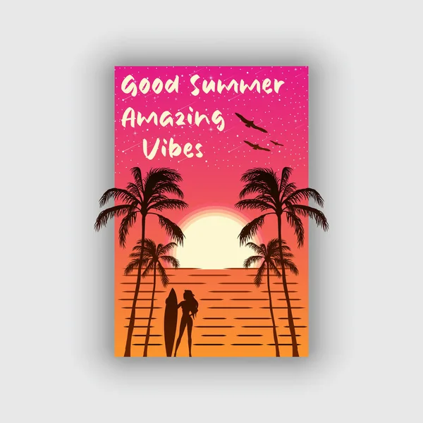 Good Summer Amazing Vibes Summer Theme Illustration — Image vectorielle