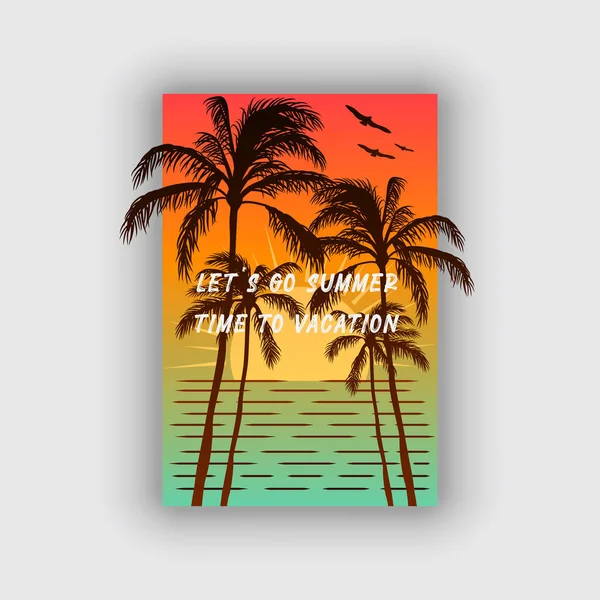 Let Summer Time Vacation Summer Theme Illustration — Image vectorielle