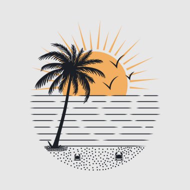 Summer time on the beach design artwork.