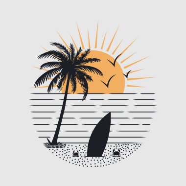 Summer time on the beach design artwork.