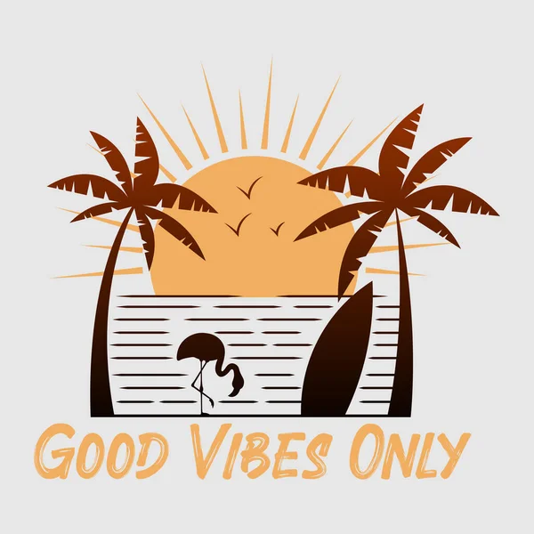 Good Vibes Only Summer Theme Illustration — Stok Vektör