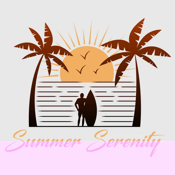 Summer Serenity Summer Theme Illustration — Vettoriale Stock
