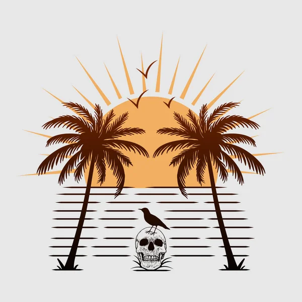 Summer Time Beach Design Artwork — Stok Vektör