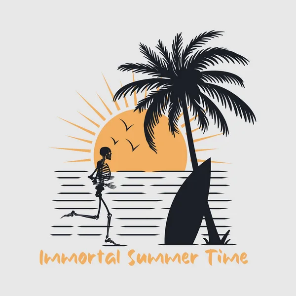 Immortal Summer Time Summer Theme Design Illustration — Image vectorielle
