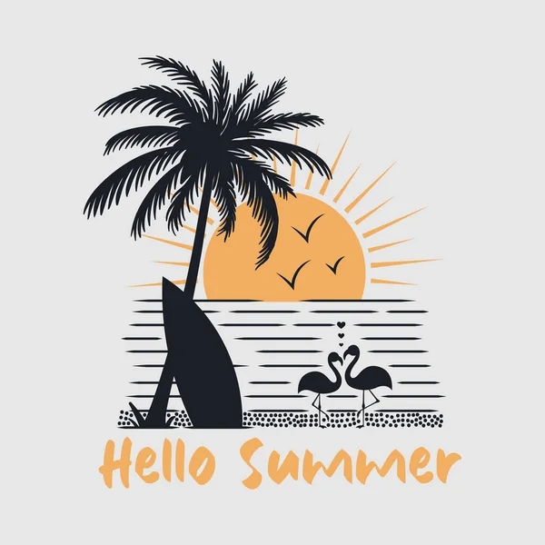 Hello Summer Summer Theme Design Illustration — Vettoriale Stock