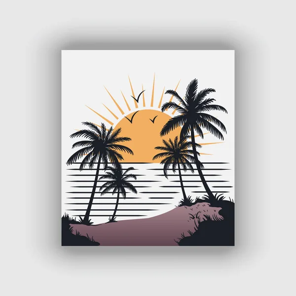 Summer Time Beach Design Artwork — Stockvector