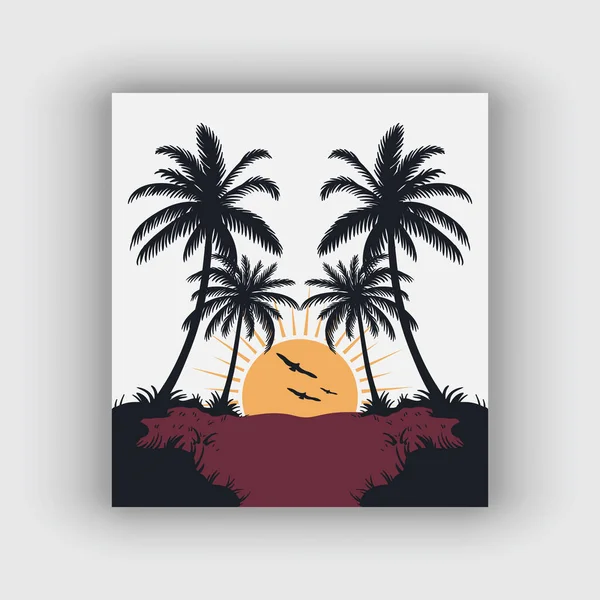 Summer Time Beach Design Artwork — Stockvector