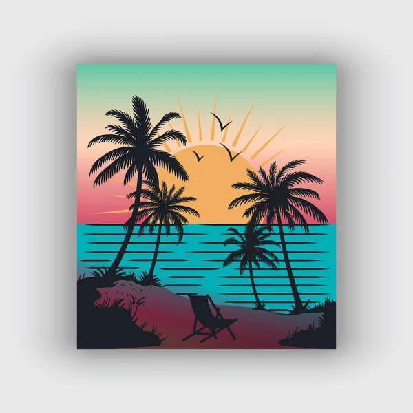 Summer Time Beach Design Artwork — Archivo Imágenes Vectoriales