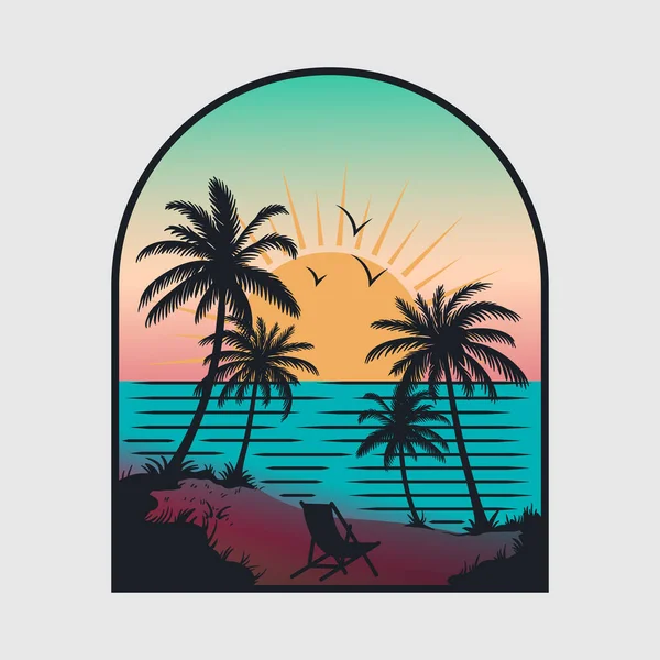 Summer Time Beach Design Artwork — 스톡 벡터