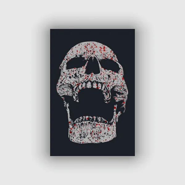 Skull Vector Gritty Texture Blood Stain Design — Wektor stockowy