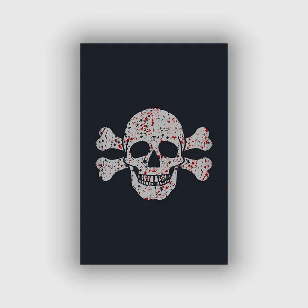 Skull Vector Gritty Texture Blood Stain Design — Stock Vector