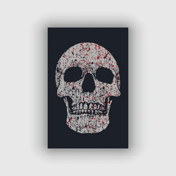 Skull Vector Gritty Texture Blood Stain Design — Image vectorielle